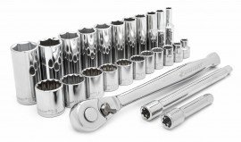 Crescent CSWS8N 25-Piece 6- and 12-Point Standard/Deep Mechanics Tool Set, 0.38" drive, SAE-