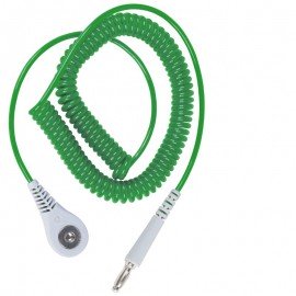 DESCO 09126 Jewel Coil Cord with 0.16" snap socket, emerald, 6'-