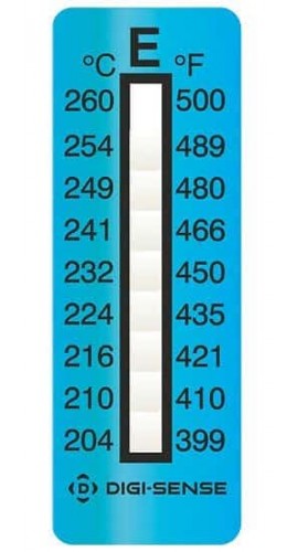 Digi-Sense 08068-28 Irreversible 9-Point Vertical Temperature Label, 400 to 500&amp;deg;F-
