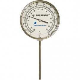 Digi-Sense 90550-55 Dampened Bottom-Connect Bimetal Thermometer, 0 to 250&amp;deg;F, 12&amp;quot; Stem-