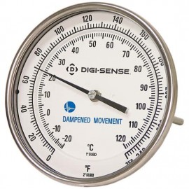 Digi-Sense 90550-66 Dampened Back-Connect Bimetal Thermometer, 50 to 550&amp;deg;F, 9&amp;quot; Stem-