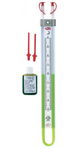 Dwyer 1222-M300-D U-Tube Manometer (150-0-150mm w.c.) using red gauge fluid-