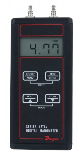 Dwyer 477AV-1 Digital Manometer, 0 to 20 in w.c.-