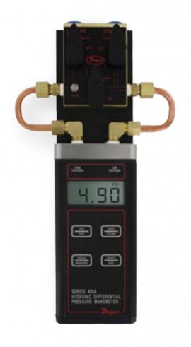 Dwyer 490A-2-3V Wet/Wet Handheld Hydronic Differential Pressure Manometer with 3-way vent valve, 0 to 30 psi-
