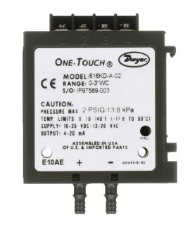 Dwyer 616KD Series Differential Pressure Transmitter, 0 to &amp;plusmn;1 in WC-