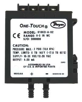 Dwyer 616KD-54 &amp;eacute;metteur de pression diff&amp;eacute;rentielle, 250-0-250 Pa-