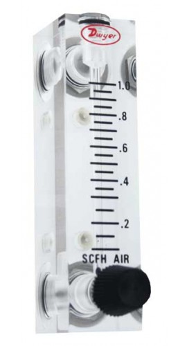 Dwyer VFA-24-SSV Flow Meter, 2" Scale, 1-10 LPM Air, SS Valve-