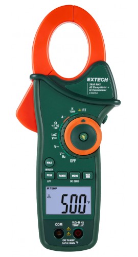Extech EX8xxA Series True RMS AC Clamp Meter with IR thermometer, 0.1 to 1000 A-