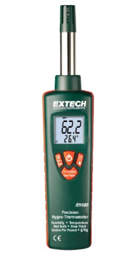 Extech RH490 Hygro-thermom&amp;egrave;tre avec affichage des grains par livre-