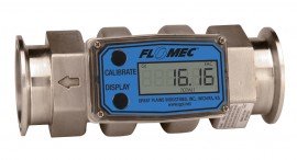 FLOMEC G2S07TQ9LMA Stainless Steel Tri-Clover Sanitary Flowmeter, 7.6 to 75.7 LPM, 3/4in-