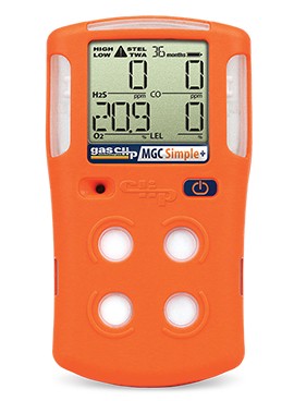 Gas Clip MGC-S-Plus Multi-Gas Detector, H&lt;sub&gt;2&lt;/sub&gt;S/CO/O&lt;sub&gt;2&lt;/sub&gt;/LEL, three-year-