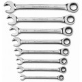 GearWrench 85599 12 Point Open End Ratcheting Combination SAE Wrench Set, 8-piece-