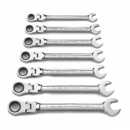 GearWrench 9900D Ensemble de cl&amp;eacute;s mixtes m&amp;eacute;triques &amp;agrave; cliquet &amp;agrave; t&amp;ecirc;te flexible 12 pans, 7 pi&amp;egrave;ces-