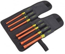 Greenlee 0253-03NH-INS 7-Piece Insulated Nut Holding Driver Kit, 6&quot;-