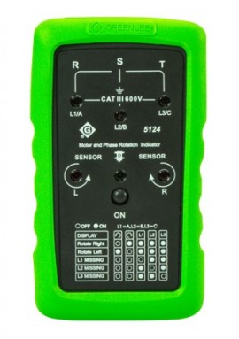 Greenlee 5124 Phase Sequence and Motor Rotation Meter, 15 to 400 Hz, 90 to 600 V AC-