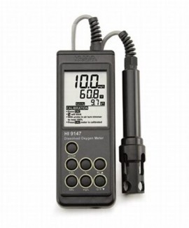 Hanna HI9147-10 Portable Dissolved Oxygen Meter for Aquaculture with HI76409/10 Probe with 10-Meter Cable-