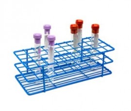 Heathrow Scientific 120760 Coated Wire Tube Rack, 13 to 16 mm, 4 x 10 Format, Blue-
