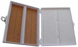 Heathrow Scientific HS15994E 100 Place Premium Microscope Slide Box, Cork, White-