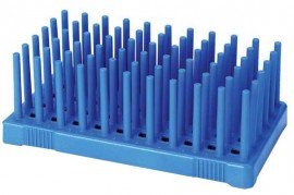 Heathrow Scientific HS24312B Peg Tube Rack, 7mL, Blue-