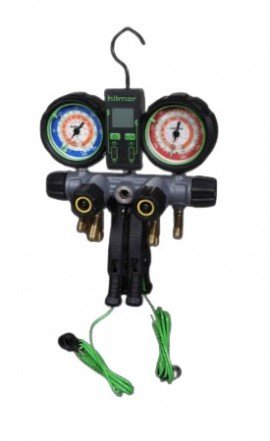 Hilmor 1839131 Collecteur en aluminium &amp;agrave; 4 vannes pour les r&amp;eacute;frig&amp;eacute;rants R22-R404A-R410A-