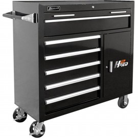 Homak BK04041062 H2PRO Series Roller Cabinet, 41", 8-drawer, black-