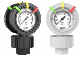 Icon Process Controls 2VU-PP-0-30 2-1/2&quot; Double-Sided Pressure Gauge and Isolator with teflon diaphragm, PP, 1/2&quot; FNPT, 0 to 30 psi-