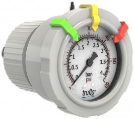 Icon Process Controls OBS-B-PP-0-30 2-1/2&quot; Center Mount Pressure Gauge and Isolator with teflon diaphragm, PP, 1/2&quot; FNPT, 0 to 30 psi-