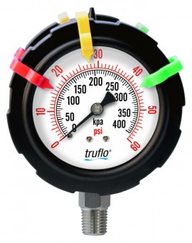Icon Process Controls OBS-DGO Series Pressure Gauge, 0 to 60 psi, 2.5&amp;quot; dial, &amp;frac14;&amp;quot; bottom, PP housing-