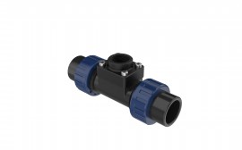 Icon Process Controls TUPA-PV-7 3/4" True Union Tee Fitting, PVC, Socket End connection-