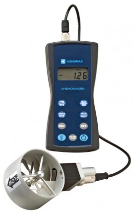Kanomax 6822-S Anemomaster Rotating Vane Anemometer with &amp;Oslash;1&amp;quot; probe, 300 to 6890 FPM-