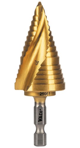 Klein Tools 25961 Step Drill Bit, spiral double-fluted, &amp;frac78;&amp;quot; to 1&amp;frac18;&amp;quot;, VACO-