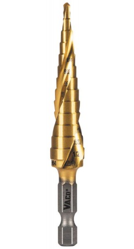 Klein Tools 25964 Step Drill Bit, spiral double-fluted, &amp;frac18;&amp;quot; to &amp;frac12;&amp;quot;, VACO-