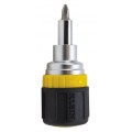 Klein Tools 32593 6-in-1 Stubby Multi-Bit Ratcheting Screwdriver, Phillips/slotted/nut bits-