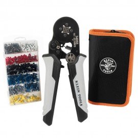 Klein 34060 Ensemble avec pince &amp;agrave; sertir &amp;agrave; cliquet carr&amp;eacute;e pour viroles-