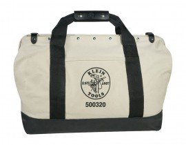 Klein Tools 5003-20 Canvas Tool Bag with leather bottom, 15 pockets, 20"-