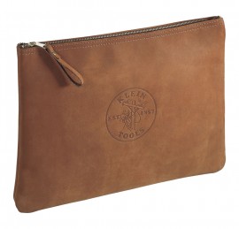 Klein Tools 5136 Serviette d&#039;entrepreneur en cuir avec fermeture &amp;agrave; glissi&amp;egrave;re-
