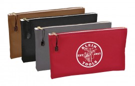 Klein Tools 5141 Pochette &amp;agrave; outils en toile avec fermeture &amp;agrave; glissi&amp;egrave;re, paquet de 4 (brune, noire, grise et rouge)-