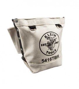 Klein Tools 5416TBR Pochette &amp;agrave; outils, pochette &amp;agrave; boulons en toile, boucle profonde, 12,7 x 25,4 x 22,9 cm-