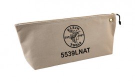 Klein Tools 5539LNAT Grande pochette &amp;agrave; outils en toile avec fermeture &amp;agrave; glissi&amp;egrave;re, couleur naturelle, 45,7 cm-