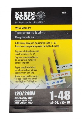 Klein Tools 56251 Wire Marker Book, 120/240 V, 1 to 48-