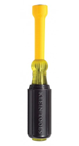 Klein Tools 640-9/16 Coated Nut Driver, 0.5625", 3" hollow shaft-