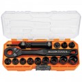 Klein Tools 65400 Jeu de douilles creuses r&amp;eacute;sistantes aux chocs KNECT&amp;trade;, prise de 3/8&amp;nbsp;po, 15&amp;nbsp;pi&amp;egrave;ces-