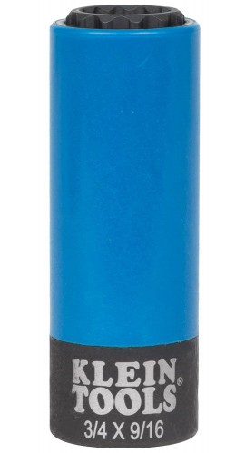 Klein Tools 66030 2-in-1 Coated Impact Socket, 12-Point, 3/4 and 9/16-Inch-