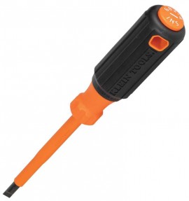 Klein Tools 6824INS Insulated Screwdriver, &amp;frac14;&amp;quot; cabinet tip, 4&amp;quot; round shank-