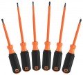 Klein Tools 85076INS Screwdriver Set, 1000 V insulated,(2) 4&amp;quot; &amp;amp; (4) 6&amp;quot; round shanks-