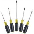 Klein Tools 85445 Screwdriver Set, Slotted, Phillips and Square, 5-piece-