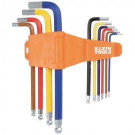 Klein Tools CBLS10 Powder Coated Long Ball-End Hex Key Set, SAE, 10-Piece-
