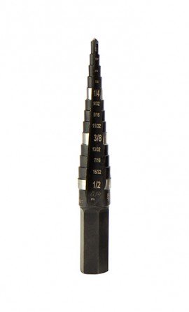 Klein Tools KTSB01 Double-Fluted Step Drill Bit, #1, 0.13 to 0.5&quot;-