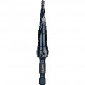 Klein Tools QRST01 Step Drill Bit, Quick Release, Double Spiral Flute, 1/8 to 1/2-Inch-