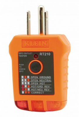 Klein Tools RT210 Testeur de prises avec disjoncteur de fuite de terre